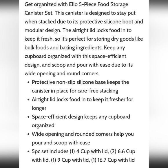 Ello Airtight Pantry Perfection 5-PC Canister Set - Picture 5 of 7